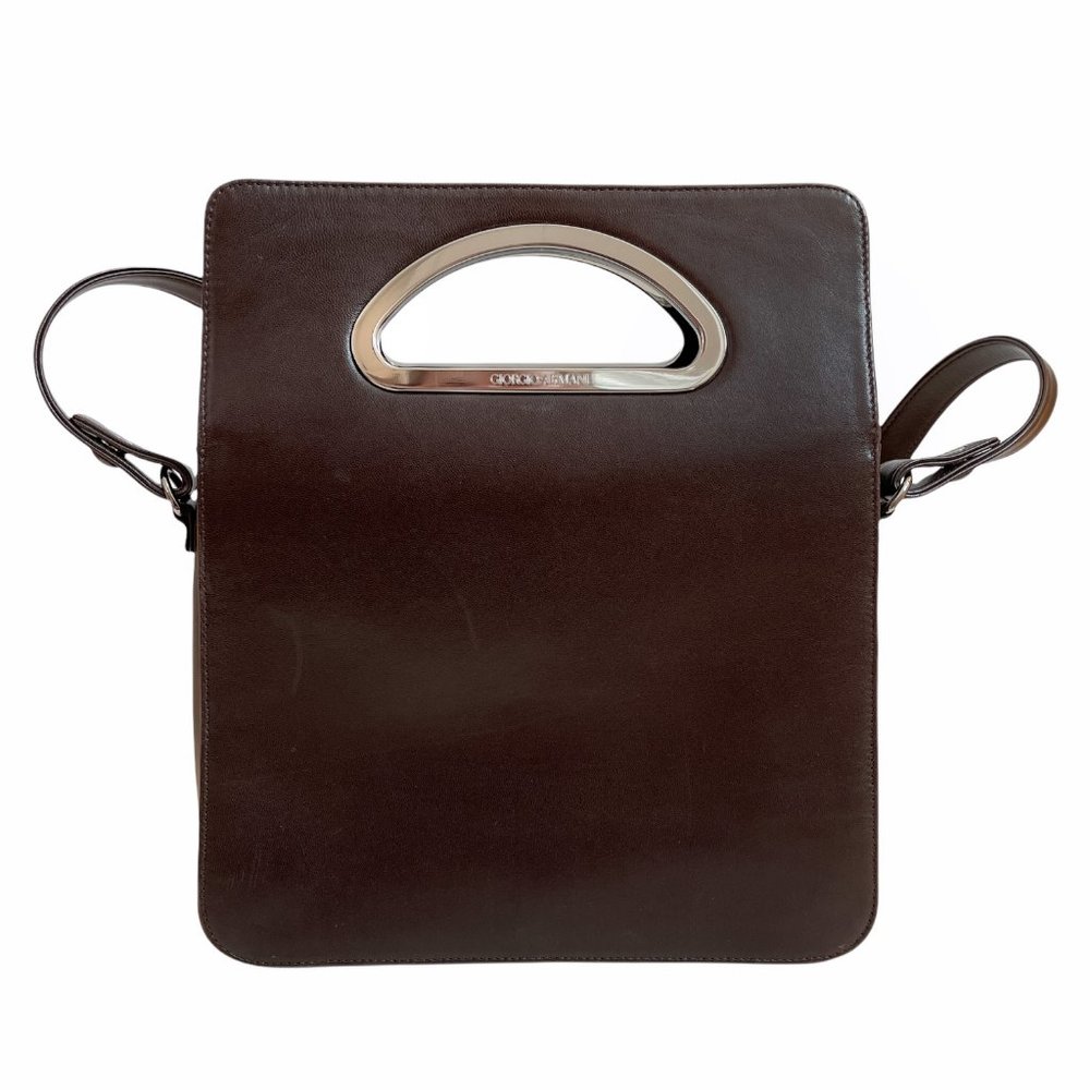 Giorgio Armani Leather Bag with Silver Handle